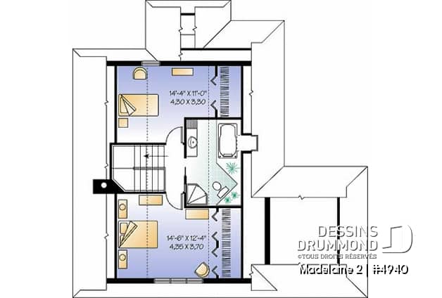 Étage - Très populaire plan de chalet 2 chambres avec abri-moustiquaire et foyer imposant,superbe terrasse - Madelaine 2
