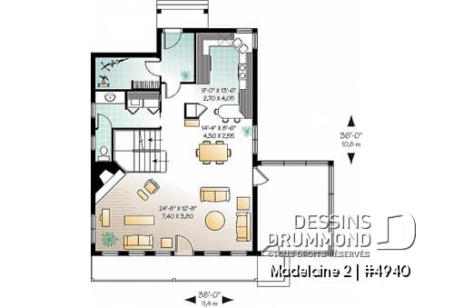 Rez-de-chaussée - Très populaire plan de chalet 2 chambres avec abri-moustiquaire et foyer imposant,superbe terrasse - Madelaine 2