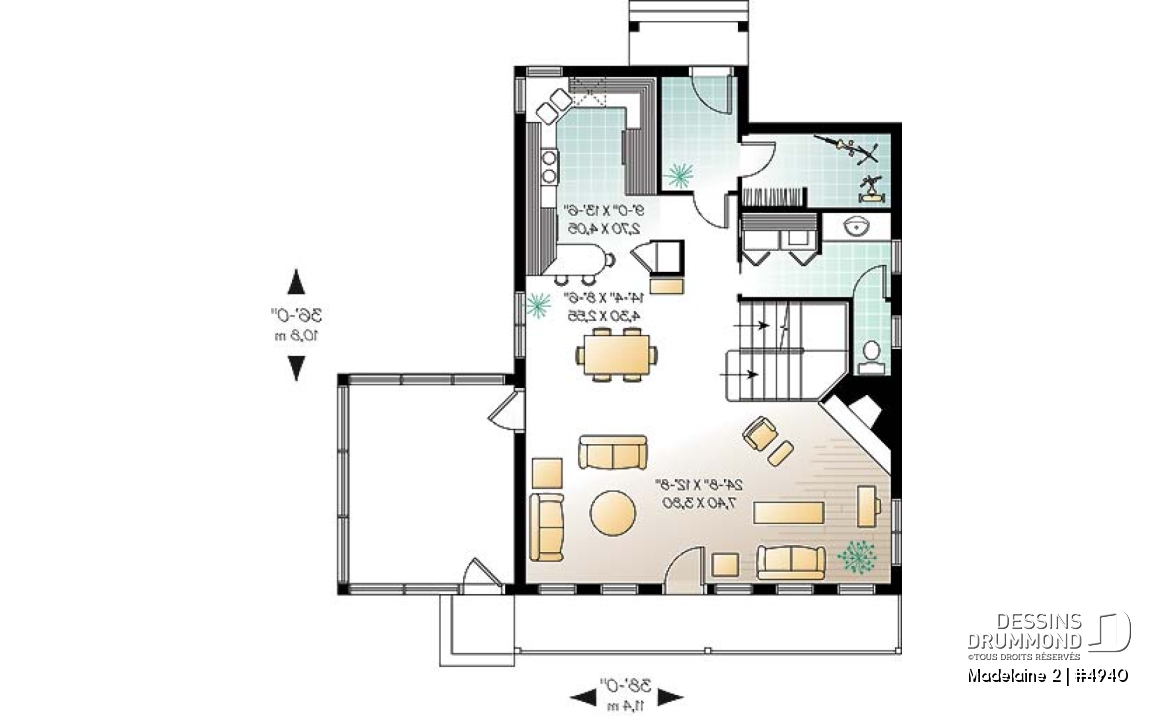 Rez-de-chaussée - Très populaire plan de chalet 2 chambres avec abri-moustiquaire et foyer imposant,superbe terrasse - Madelaine 2