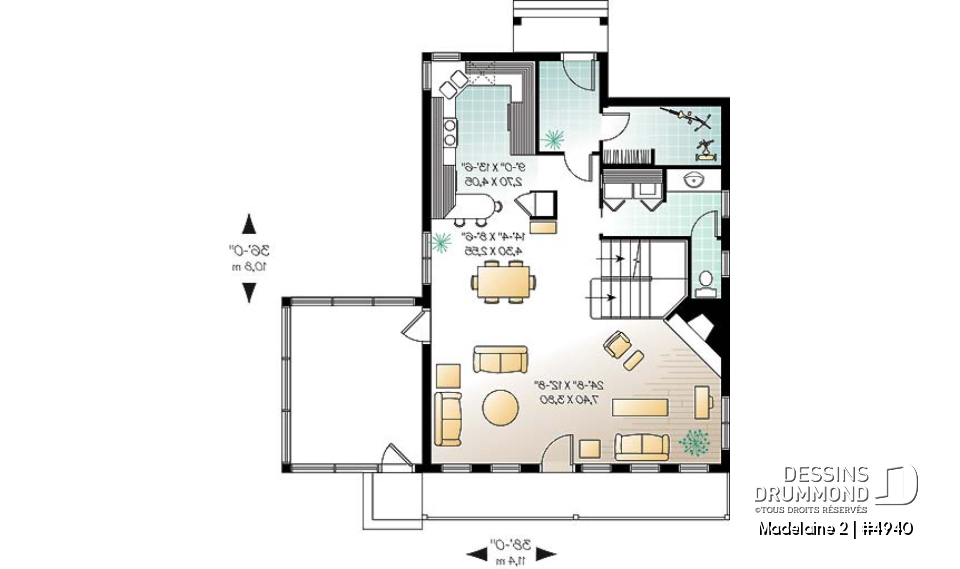 Rez-de-chaussée - Très populaire plan de chalet 2 chambres avec abri-moustiquaire et foyer imposant,superbe terrasse - Madelaine 2