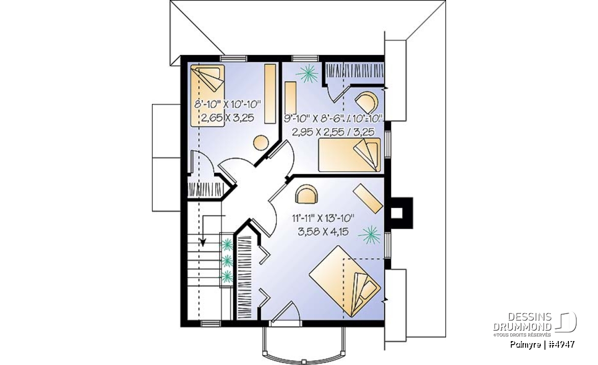 Étage - Cottage original de 3 chambres avec balcon privé à la chambre des parents, aire ouverte au rez-de-chaussée - Palmyre