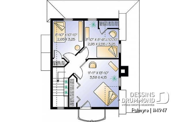 Étage - Cottage original de 3 chambres avec balcon privé à la chambre des parents, aire ouverte au rez-de-chaussée - Palmyre