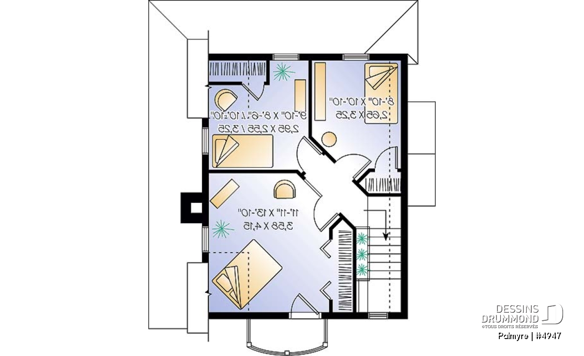 Étage - Cottage original de 3 chambres avec balcon privé à la chambre des parents, aire ouverte au rez-de-chaussée - Palmyre