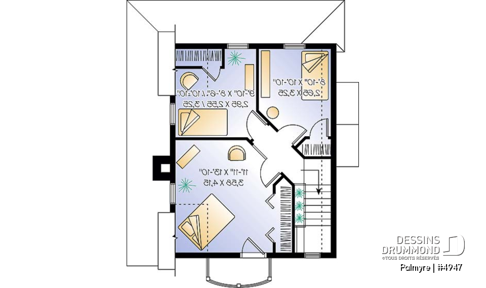 Étage - Cottage original de 3 chambres avec balcon privé à la chambre des parents, aire ouverte au rez-de-chaussée - Palmyre