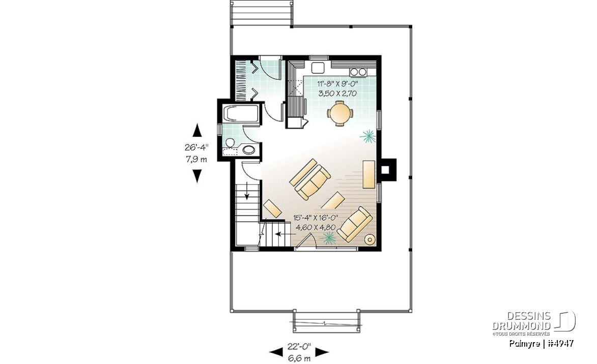 Rez-de-chaussée - Cottage original de 3 chambres avec balcon privé à la chambre des parents, aire ouverte au rez-de-chaussée - Palmyre