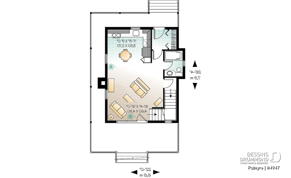 Rez-de-chaussée - Cottage original de 3 chambres avec balcon privé à la chambre des parents, aire ouverte au rez-de-chaussée - Palmyre