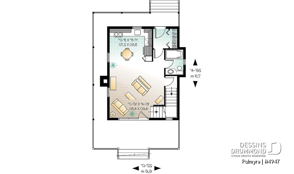 Rez-de-chaussée - Cottage original de 3 chambres avec balcon privé à la chambre des parents, aire ouverte au rez-de-chaussée - Palmyre