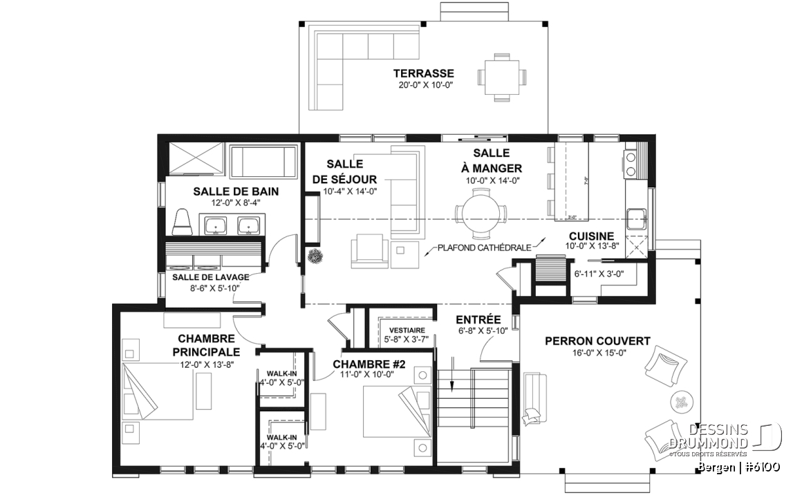 Rez-de-chaussée - Plan de plain-pied scandinave, plafond cathédral, buanderie au rez-de-chaussée, beaucoup de rangement - Bergen