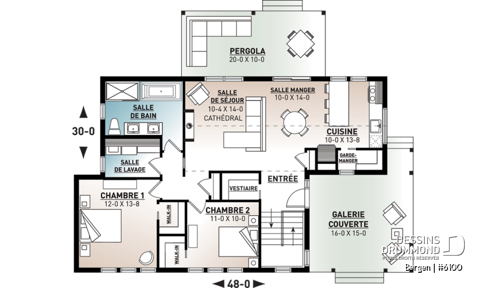 Rez-de-chaussée - Plan de plain-pied scandinave, plafond cathédral, buanderie au rez-de-chaussée, beaucoup de rangement - Bergen