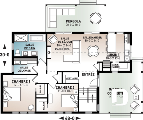 Rez-de-chaussée - Plan de plain-pied scandinave, plafond cathédral, buanderie au rez-de-chaussée, beaucoup de rangement - Bergen