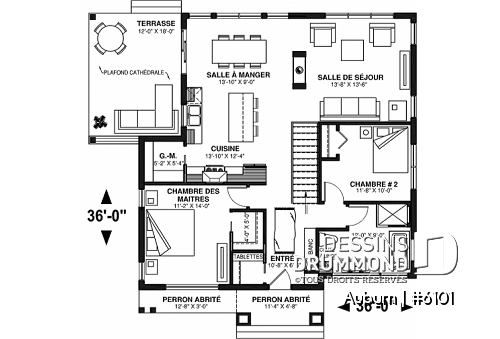 Rez-de-chaussée - Plan de maison avec superbe terrasse abritée, aire ouverte, 3 chambres avec sous-sol aménagé - Auburn