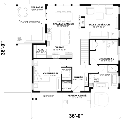 Rez-de-chaussée - Plan de maison avec superbe terrasse abritée, foyer double face, 3 chambres avec sous-sol aménagé optionnel - Auburn