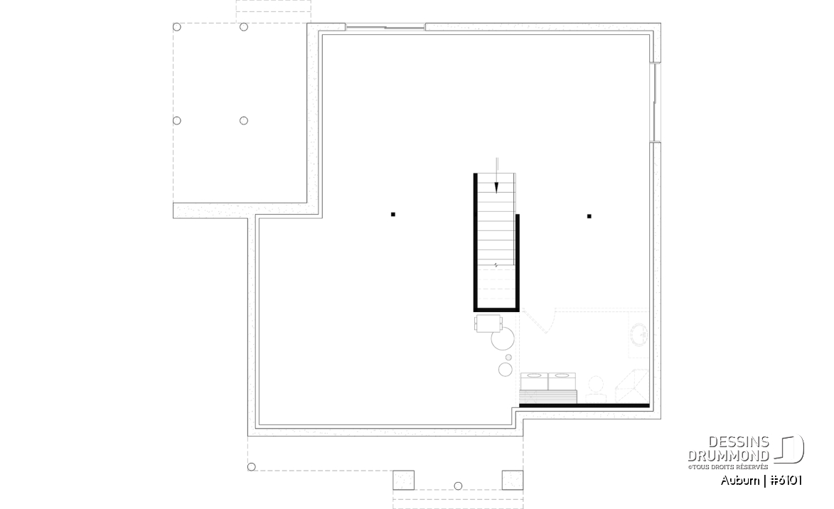 Sous-sol aménageable - Plan de maison avec superbe terrasse abritée, foyer double face, 3 chambres avec sous-sol aménagé optionnel - Auburn