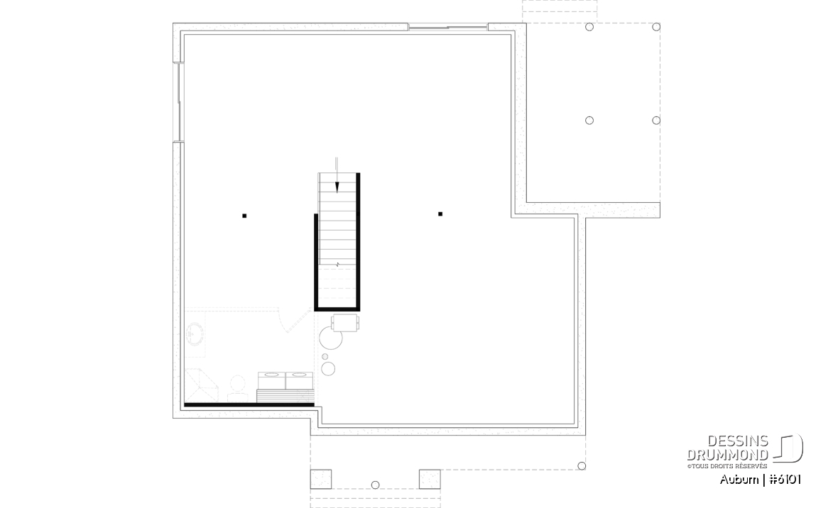 Sous-sol aménageable - Plan de maison avec superbe terrasse abritée, foyer double face, 3 chambres avec sous-sol aménagé optionnel - Auburn