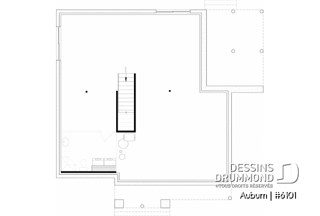 Sous-sol aménageable - Plan de maison avec superbe terrasse abritée, aire ouverte, 3 chambres avec sous-sol aménagé - Auburn