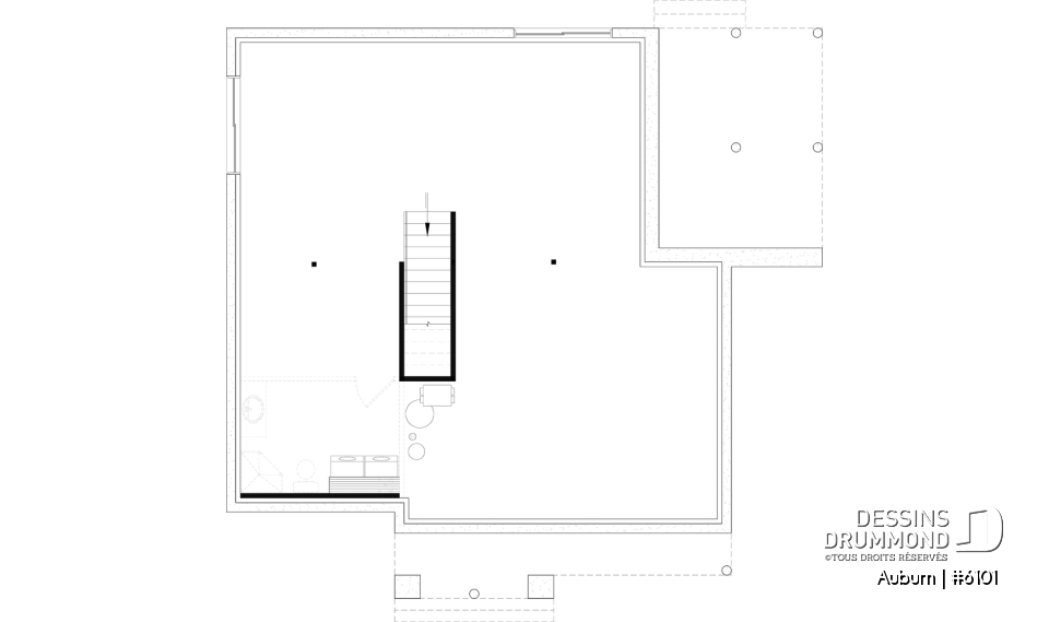 Sous-sol aménageable - Plan de maison avec superbe terrasse abritée, foyer double face, 3 chambres avec sous-sol aménagé optionnel - Auburn