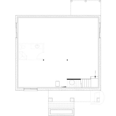 Sous-sol aménageable - Plan de maison moderne rustique abordable avec 2 à 4 chambres et vaste aire ouverte lumineuse - Nordika 2
