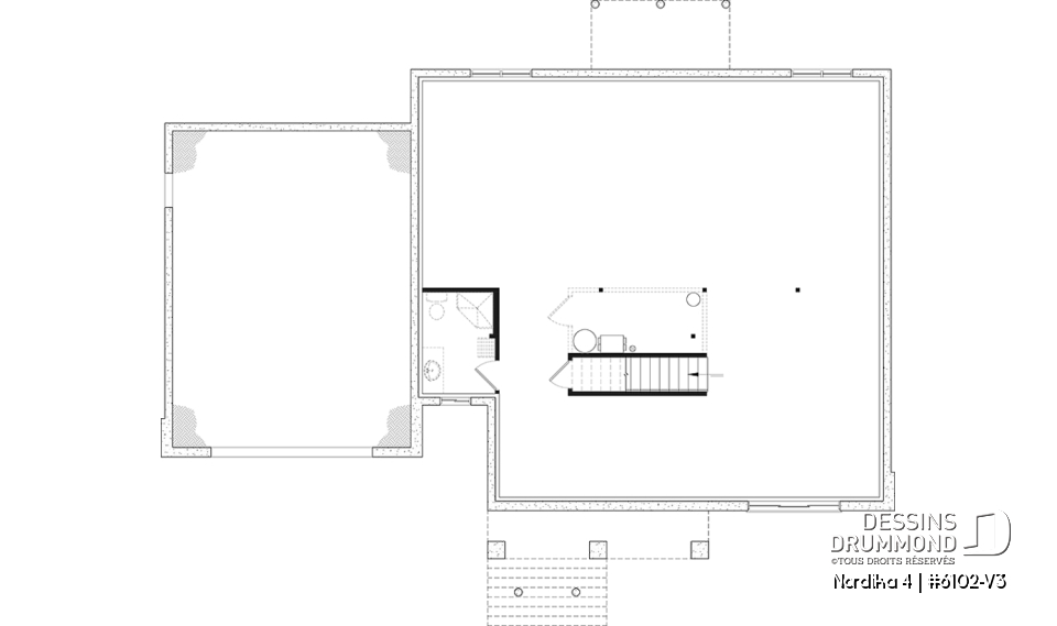 Sous-sol - Plan de maison nordique Craftsman 3 chambres sur un étage – espace idéal pour famille - Nordika 4