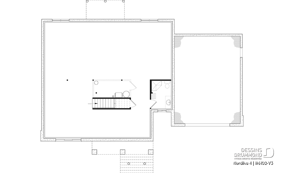 Sous-sol - Plan de maison nordique Craftsman 3 chambres sur un étage – espace idéal pour famille - Nordika 4