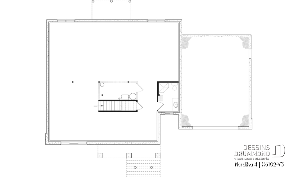 Sous-sol - Plan de maison nordique Craftsman 3 chambres sur un étage – espace idéal pour famille - Nordika 4