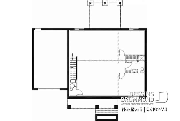 Sous-sol - Plan de maison Crafsman 2 chambres, garage, aire ouverte, garde-manger, chute à linge - Nordika 5