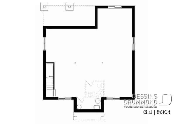Sous-sol - Plan de maison 2 chambres, îlot, buanderie au rez-de-chaussée, beaucoup de rangement, foyer - Chai