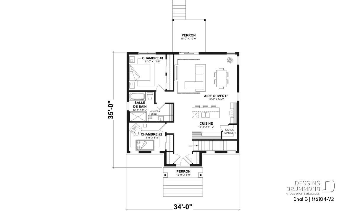 Rez-de-chaussée - Maison économique et chaleureuse au Québec : de 2 à 4 chambres, aire ouverte, terrasse abritée et sous-sol opt - Chai 3