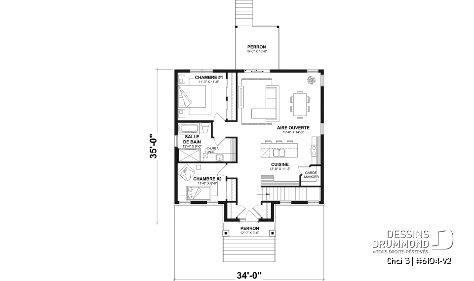Rez-de-chaussée - Maison économique et chaleureuse au Québec : de 2 à 4 chambres, aire ouverte, terrasse abritée et sous-sol opt - Chai 3