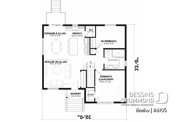 Rez-de-chaussée - Plain-pied abordable avec fondation sortie de terre, 2 à 4 chambres selon finition du sous-sol (optionnel $) - Kimiko