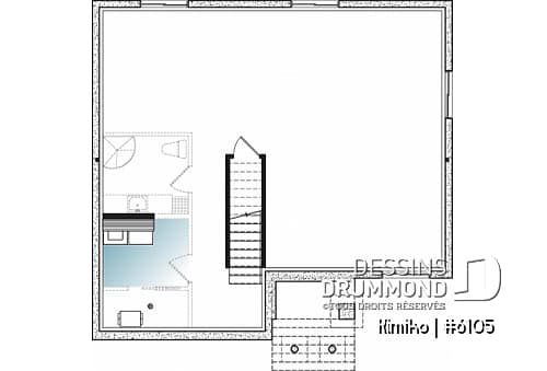 Sous-sol - Plain-pied abordable avec fondation sortie de terre, 2 chambres, champêtre, cuisine avec ilôt et garde-manger - Kimiko