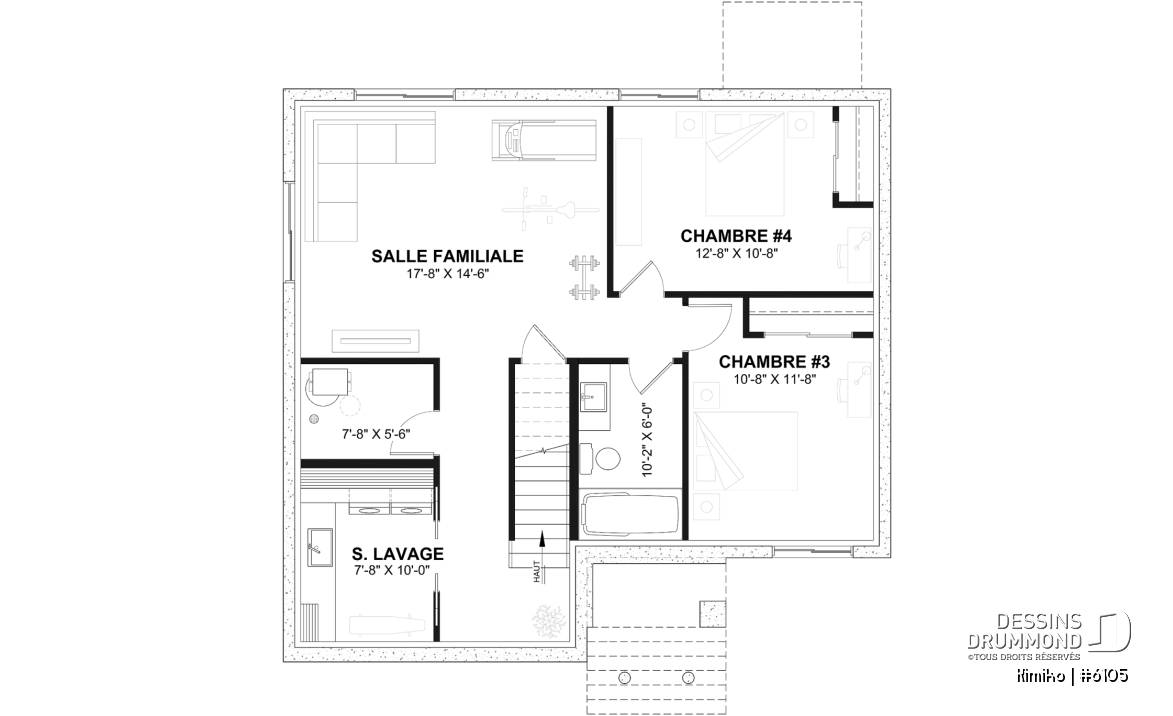 Sous-sol aménagé - Plain-pied abordable avec fondation sortie de terre, 2 à 4 chambres selon finition du sous-sol (optionnel $) - Kimiko