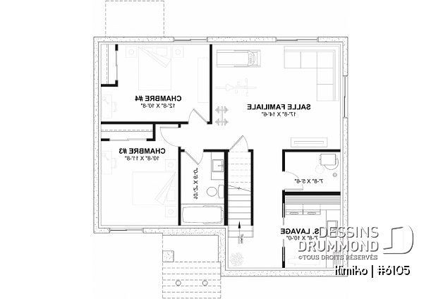 Sous-sol aménagé - Plain-pied abordable avec fondation sortie de terre, 2 à 4 chambres selon finition du sous-sol (optionnel $) - Kimiko