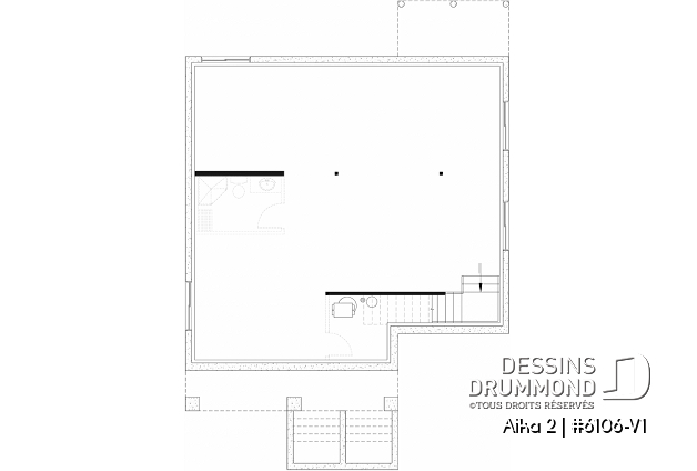 Sous-sol aménageable - Modèle de maison de plain-pied avec sous-sol aménagé, 1 à 4 chambre, 2 salons, plafond à 9 pieds - Aika 2