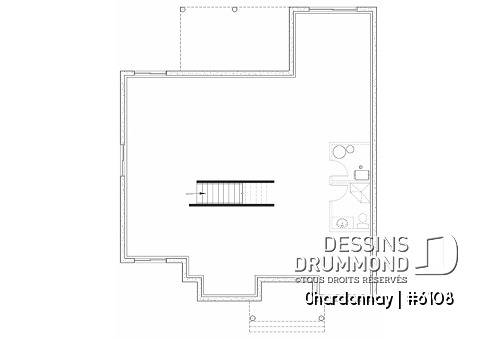 Sous-sol - Plan de maison scandinave 2 chambres + bureau, garde-manger, terrasse couverte - Chardonnay