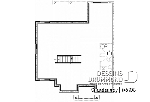 Sous-sol - Plan de maison scandinave 2 chambres + bureau, garde-manger, terrasse couverte - Chardonnay