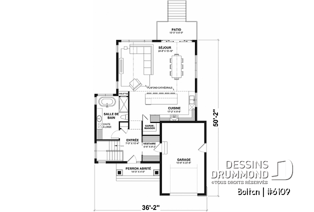Rez-de-chaussée - Plan de plancher maximisé, 3 chambres au sous-sol et espace familial au rez-de-chaussée - Bolton