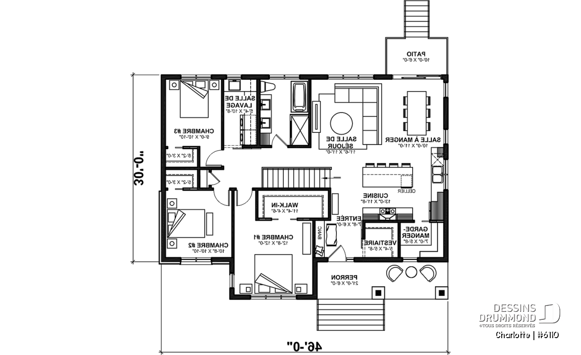 Rez-de-chaussée - Plain-pied avec 3 chambres au rez-de-chaussée et possible 2 chambres suppl. au sous-sol (optionnel $) - Charlotte