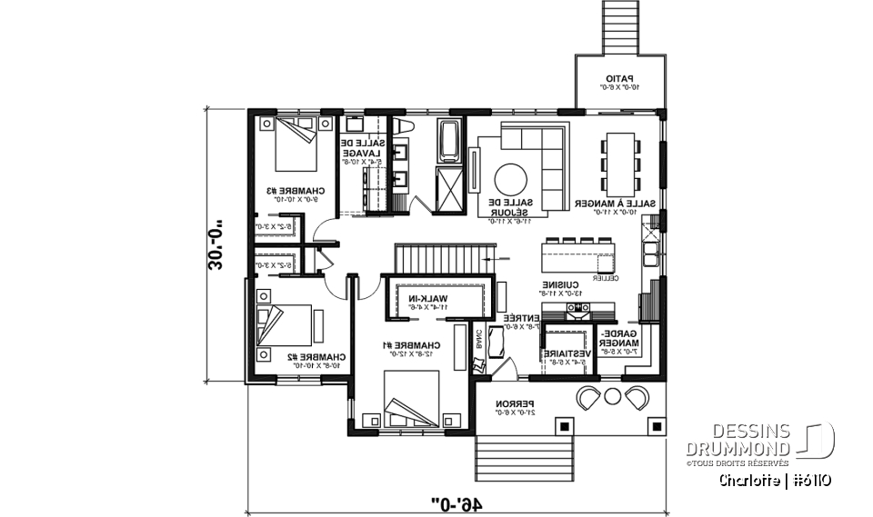 Rez-de-chaussée - Plain-pied avec 3 chambres au rez-de-chaussée et possible 2 chambres suppl. au sous-sol (optionnel $) - Charlotte