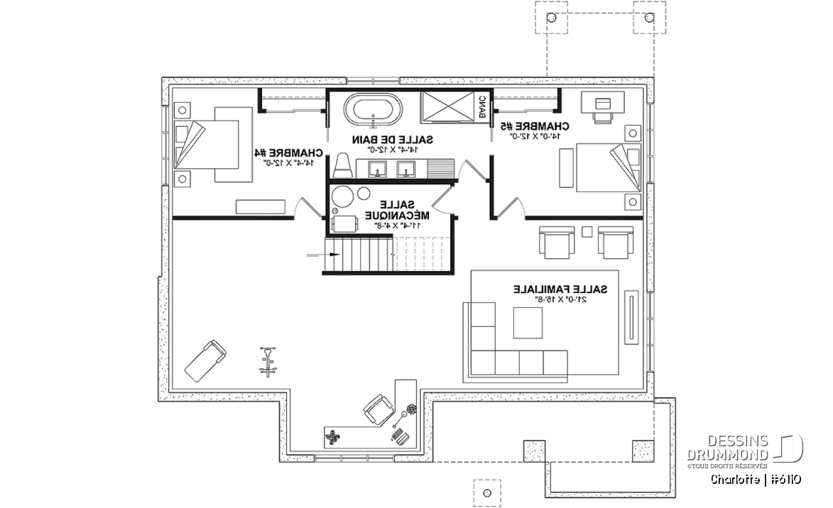 Sous-sol aménagé (Optionel $) - Plain-pied avec 3 chambres au rez-de-chaussée et possible 2 chambres suppl. au sous-sol (optionnel $) - Charlotte