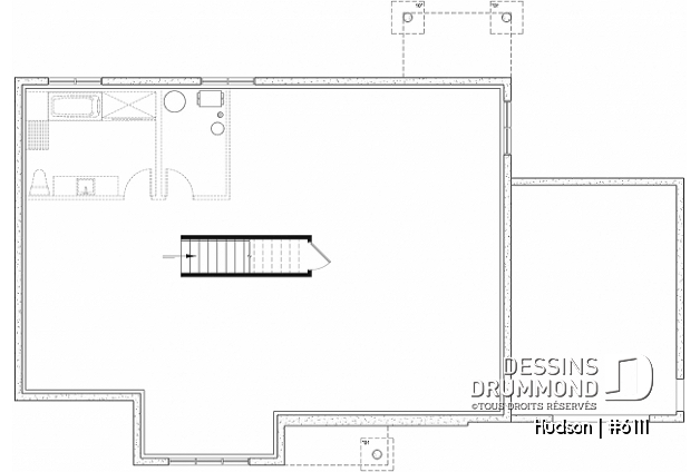Sous-sol aménageable - Modèle de la collection Maibec X Dessins Drummond proposant 3 chambres, vestiaire, garage - Hudson