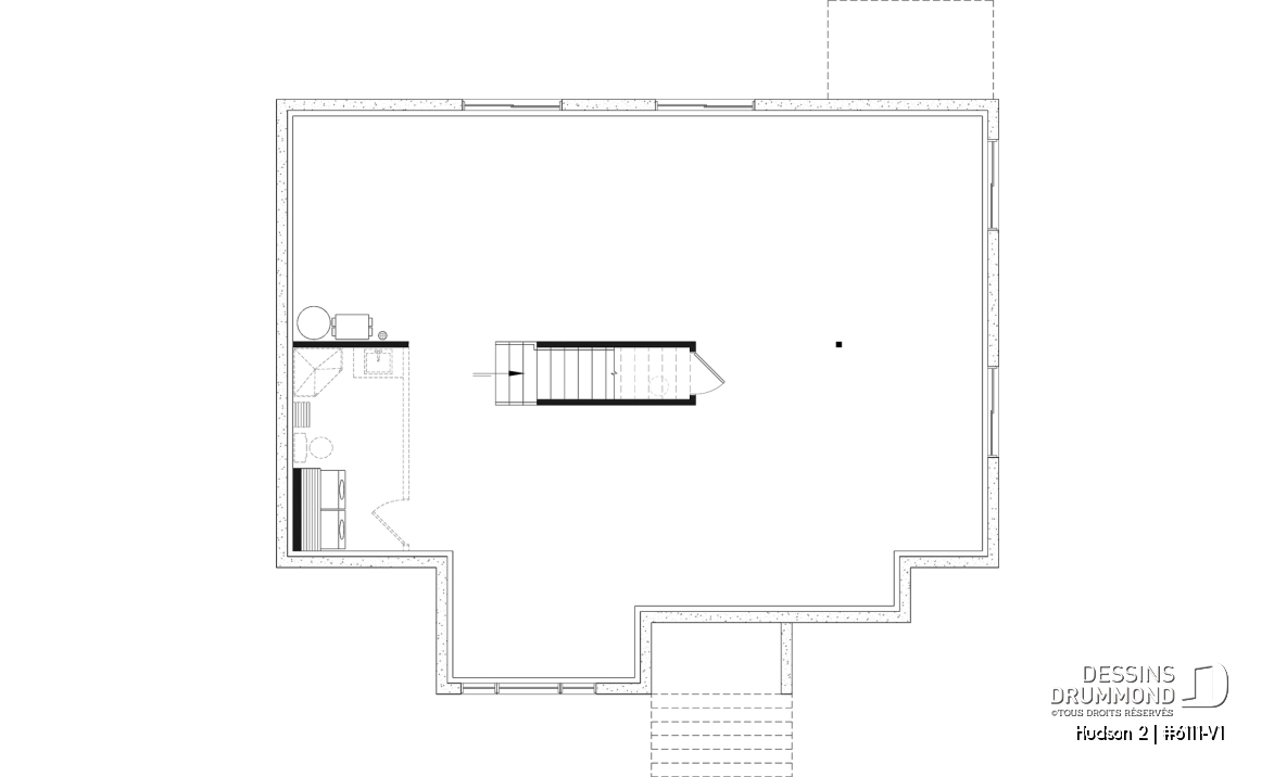 Sous-sol aménageable - Plan de maison plain-pied, 3 chambres au rez-de-chaussée et sous-sol aménageable jusqu’à 5 chambres - Hudson 2