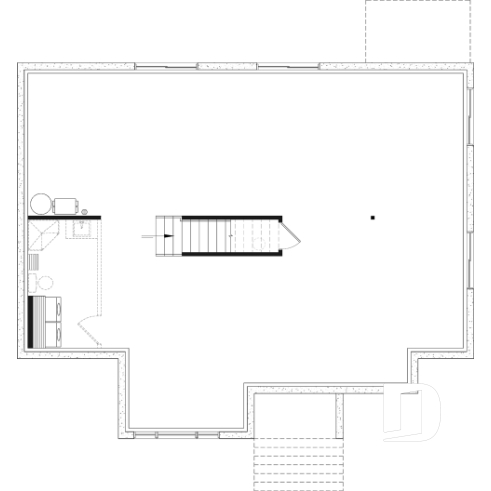 Sous-sol aménageable - Plan de maison plain-pied, 3 chambres au rez-de-chaussée et sous-sol aménageable jusqu’à 5 chambres - Hudson 2