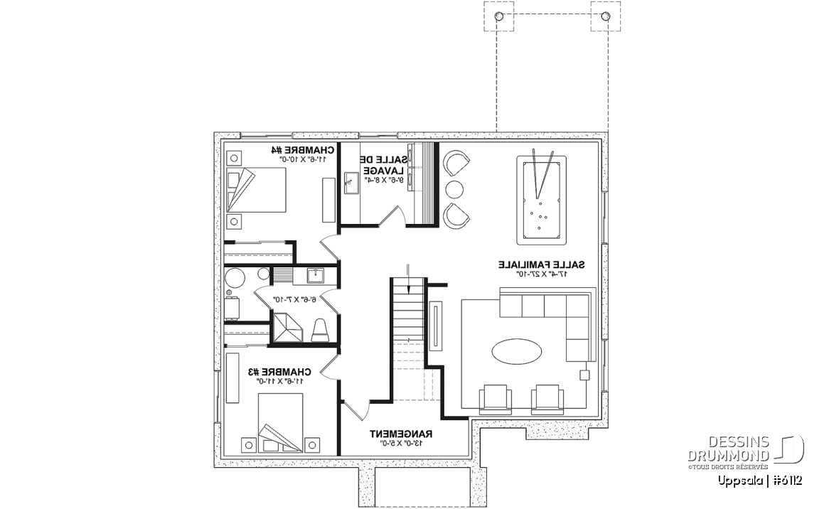 Sous-sol aménagé (Optionel $) - Maison d'inspiration scandinave de 2 à 4 chambres, vestiaire, garde-manger, sous-sol aménagé (optionnel $) - Uppsala