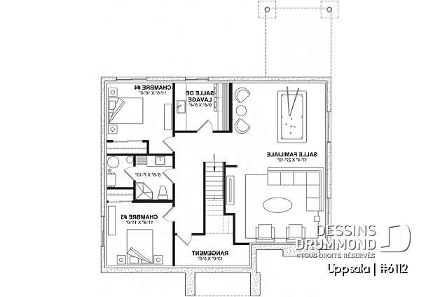 Sous-sol aménagé - Maison d'inspiration scandinave de 2 à 4 chambres, vestiaire, garde-manger, sous-sol aménagé (optionnel $) - Uppsala