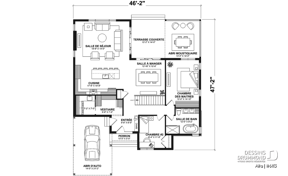 Rez-de-chaussée - Maison plain-pied scandinave avec abri d'auto, superbe aire ouverte, terrasse abritée + abri moustiquaire - Alta