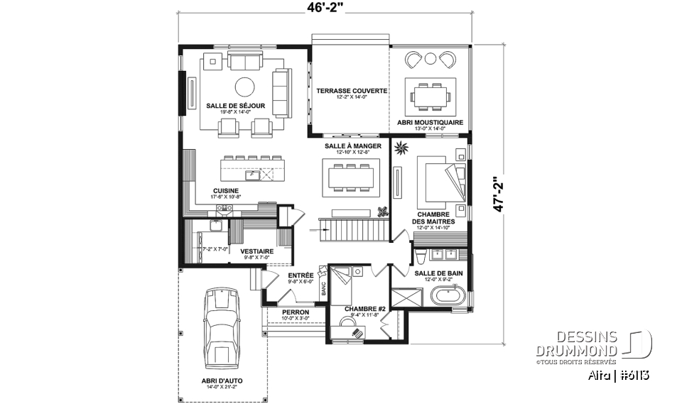 Rez-de-chaussée - Maison plain-pied scandinave avec abri d'auto, superbe aire ouverte, terrasse abritée + abri moustiquaire - Alta