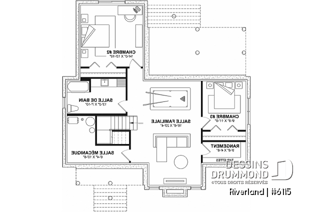 Sous-sol aménagé (Optionel $) - Plan de maison de style campagne avec terrasses couvertes, jusqu’à 3 chambres et grand espace de vie convivial - Riverland