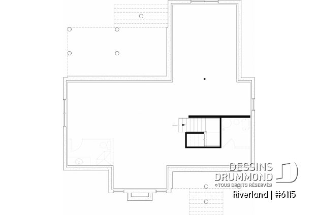Sous-sol aménageable - Plan de maison de style campagne avec terrasses couvertes, jusqu’à 3 chambres et grand espace de vie convivial - Riverland