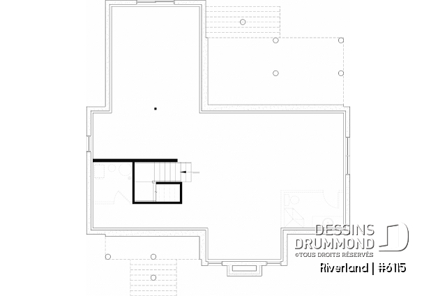 Sous-sol aménageable - Plan de maison de style campagne avec terrasses couvertes, jusqu’à 3 chambres et grand espace de vie convivial - Riverland