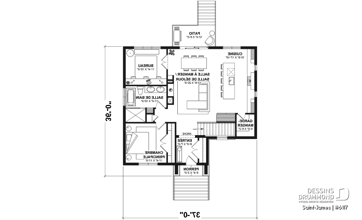 Rez-de-chaussée - Plain-pied élégant avec foyer central, grand îlot et jusqu’à 4 chambres modulables - Saint-James